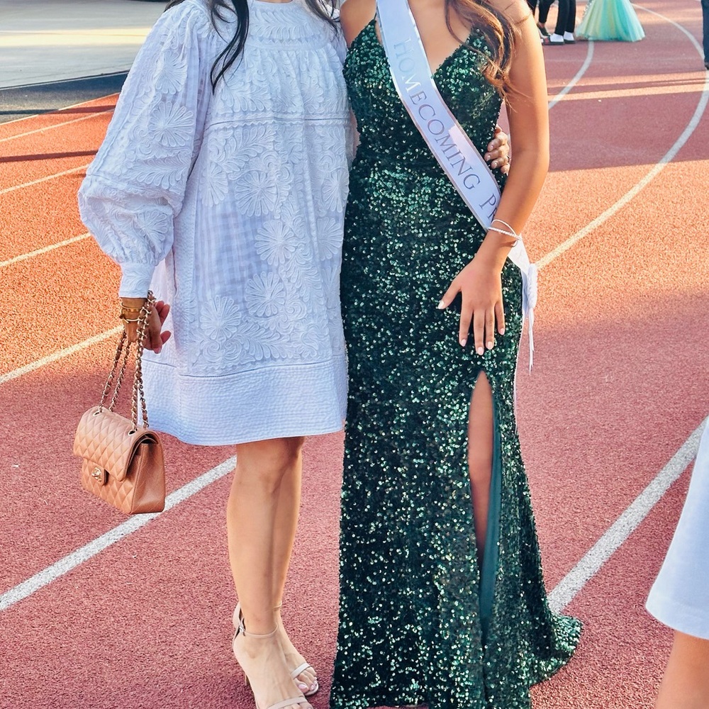 Sparkly green prom dress